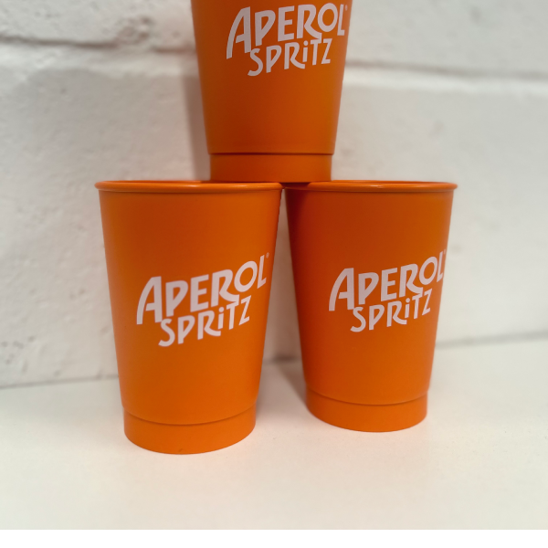 Orange Aperol Spritz half pint plastic cups