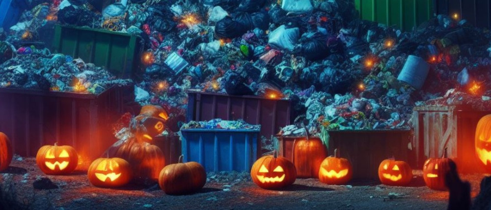 Rubbish pile with pumpkins
